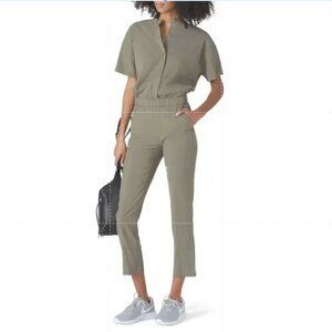 Lululemon Perfectly Poised Jumpsuit Grey Sage Green Cupro Fabric Sz 6 Utility